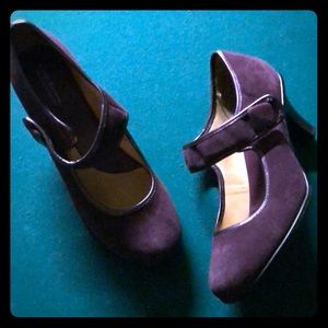 Purple suede heels
